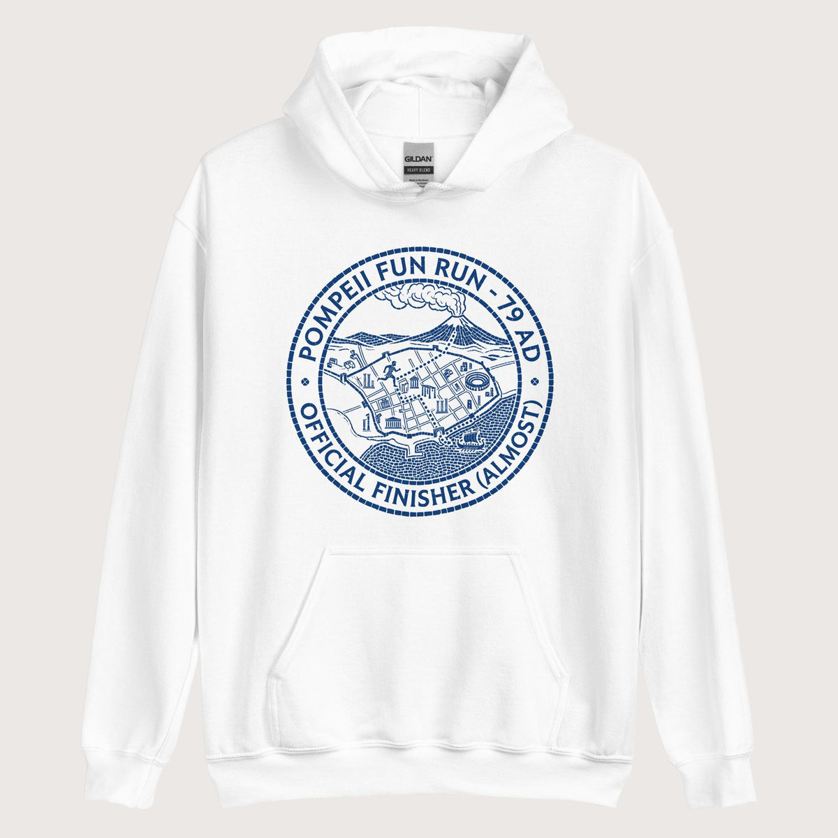 White Pompeii Fun Run Official Finisher Hoodie - history buff gift by HistoHead
