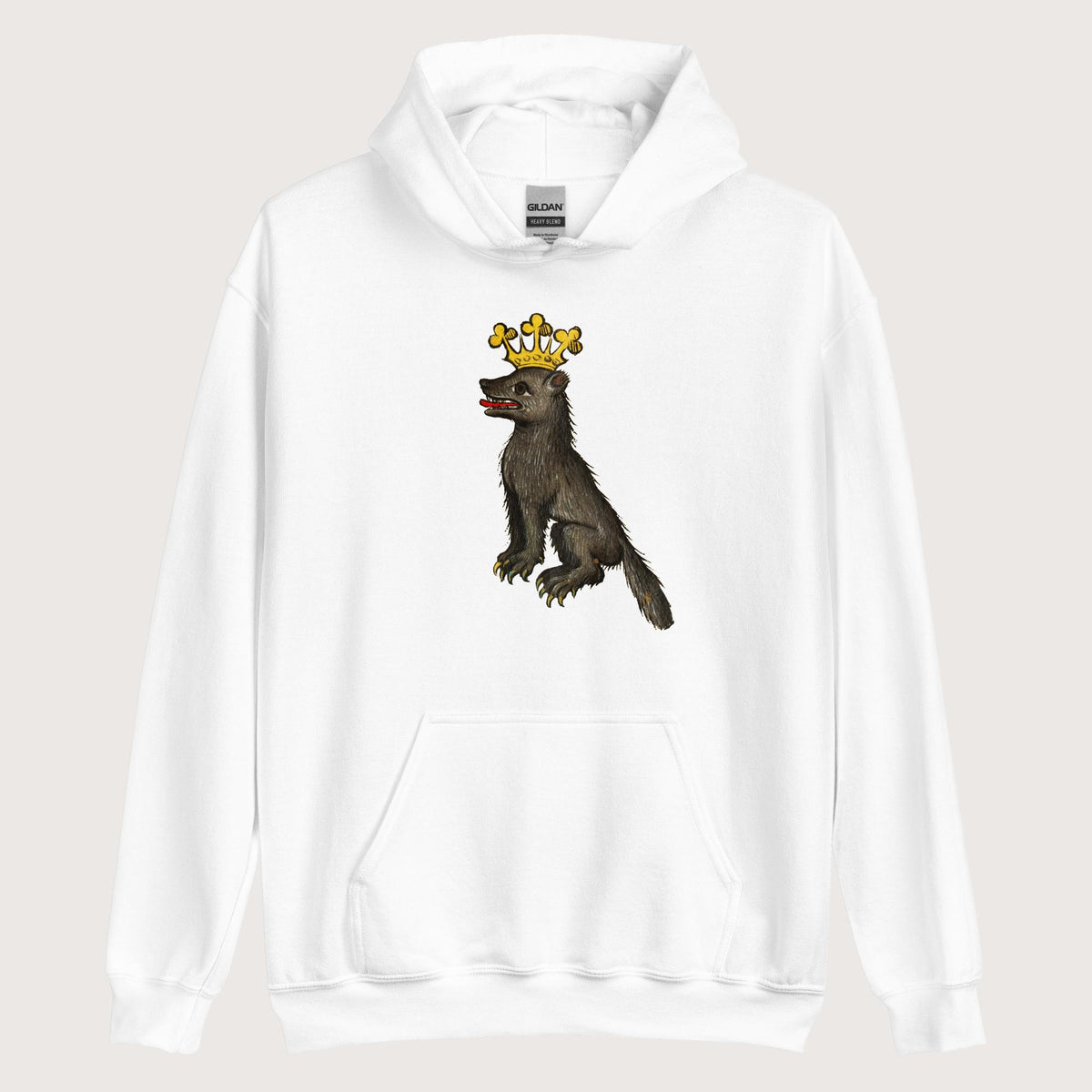 White Medieval Wolf King Hoodie - history buff gift by HistoHead