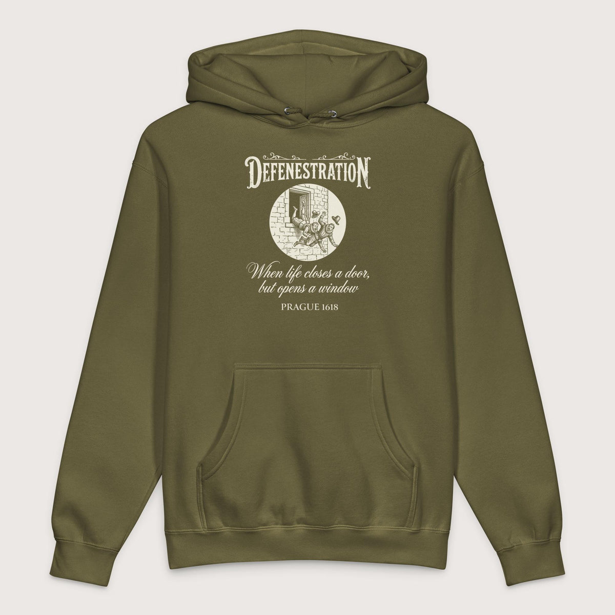 Army Defenestration When Life Closes A Door But Opens A Window - Premium Hoodie - history buff gift by HistoHead