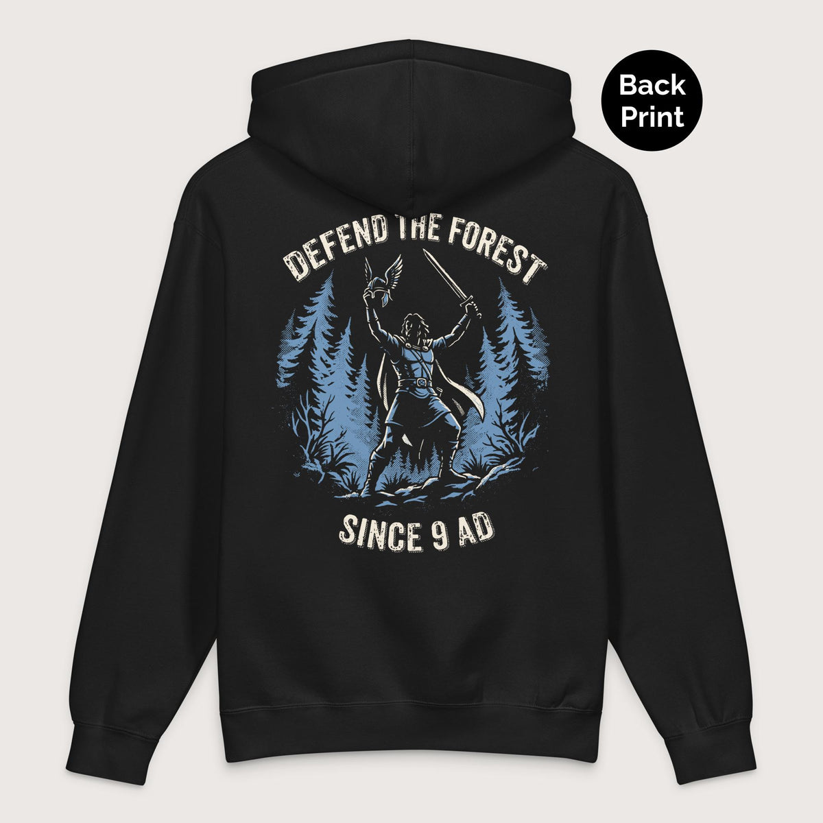 Black Defend the Forest - Premium Hoodie - Back Print - history buff gift by HistoHead