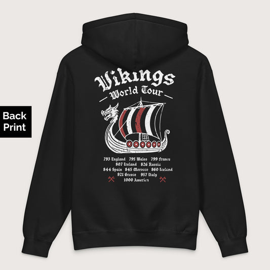 Black Vikings World Tour - Premium Hoodie - Back Print - history buff gift by HistoHead