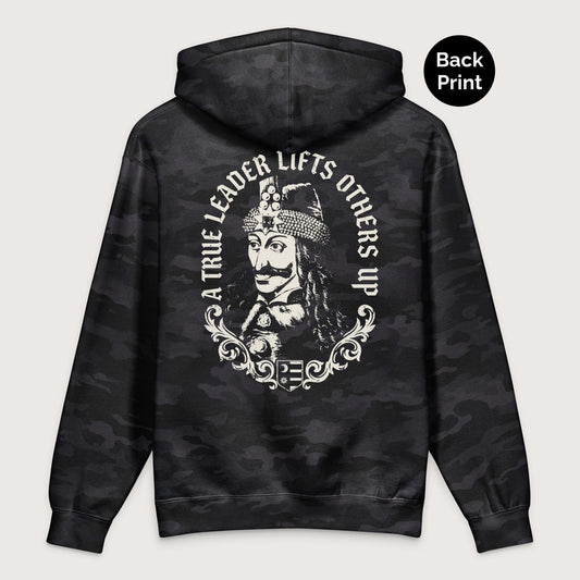 Black Camo Vlad the Impaler True Leader - Premium Hoodie - Back Print - history buff gift by HistoHead