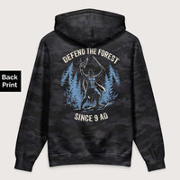 Black Camo Defend the Forest - Premium Hoodie - Back Print - history buff gift by HistoHead