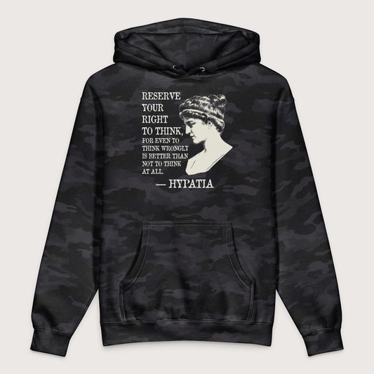 Black Camo Hypatia Quote - Premium Hoodie - history buff gift by HistoHead