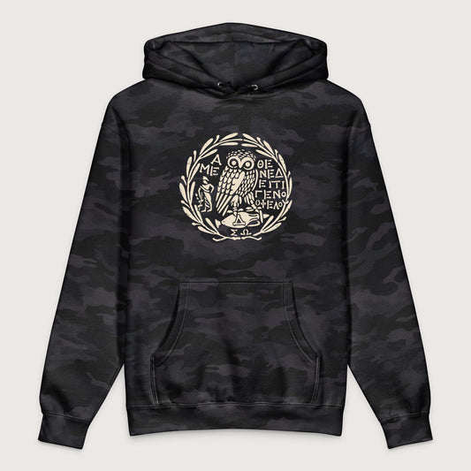 Black Camo Owl of Athena 2 - Premium Hoodie - history buff gift by HistoHead