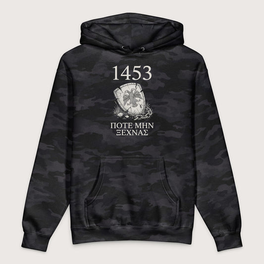 Black Camo 1453 Never Forget - Premium Hoodie - history buff gift by HistoHead