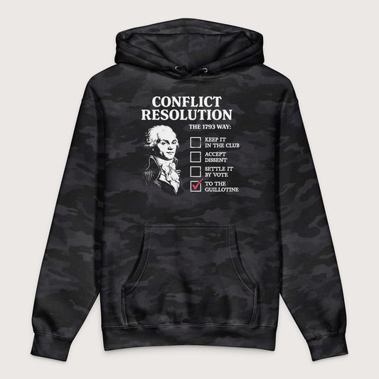 Black Camo Robespierre's Conflict Resolution - Premium Hoodie - history buff gift by HistoHead