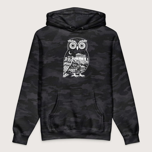 Black Camo Athena Owl - Premium Hoodie - history buff gift by HistoHead