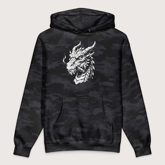 Black Camo Smoking Dragon - Premium Hoodie - history buff gift by HistoHead