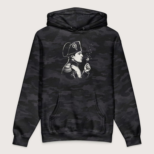 Black Camo Napoleon Bonaparte Blowing Wishes - Premium Hoodie - history buff gift by HistoHead