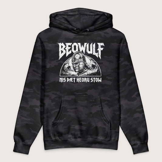 Black Camo Beowulf That Is No Pleasant Place Old English - Premium Hoodie - history buff gift by HistoHead