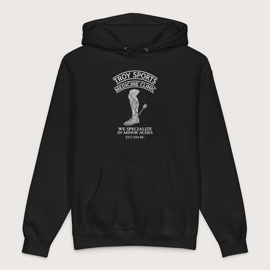Black Troy Sports Medicine Clinic - Premium Hoodie - history buff gift by HistoHead