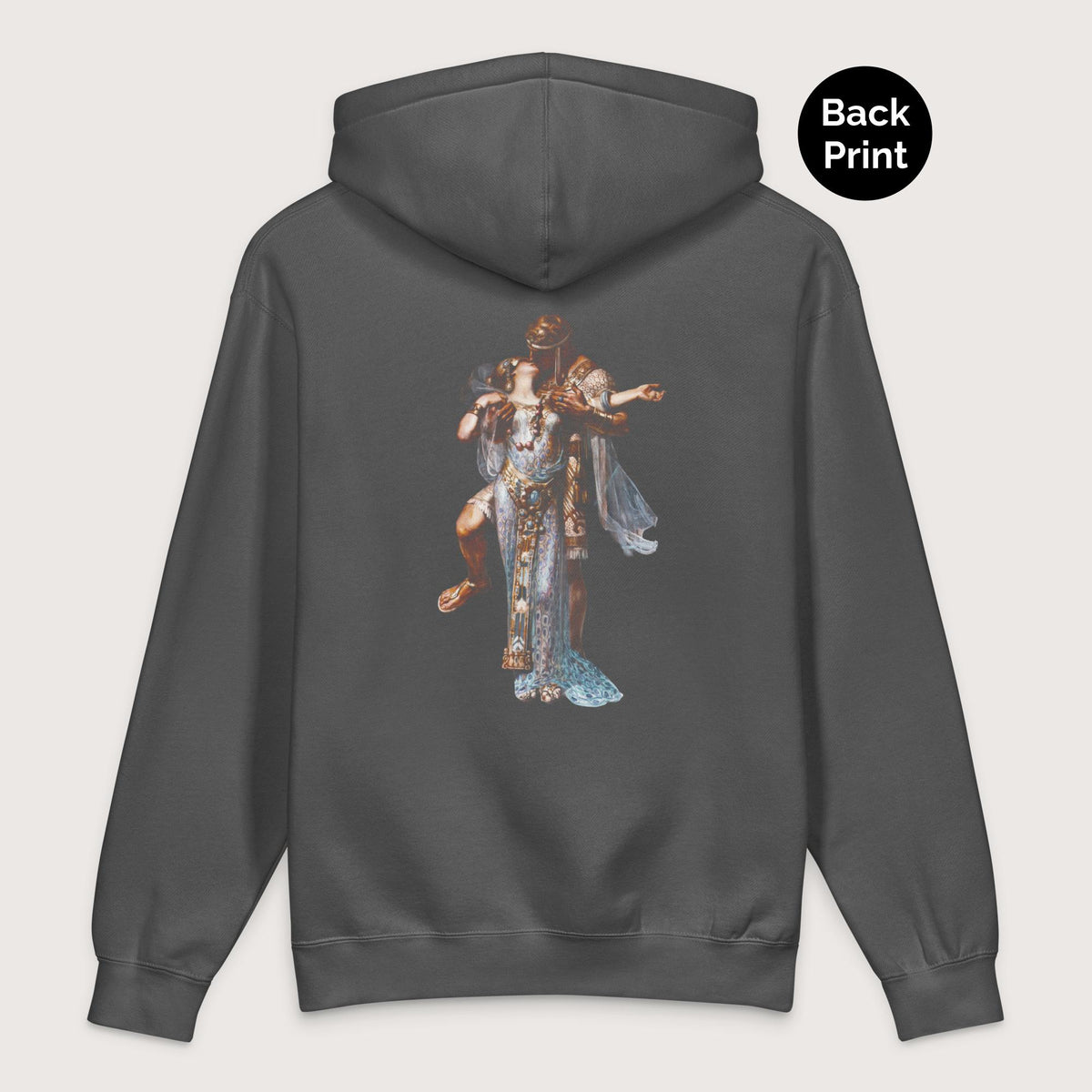 Charcoal Solid Cleopatra and Antony - Premium Hoodie - Back Print - history buff gift by HistoHead