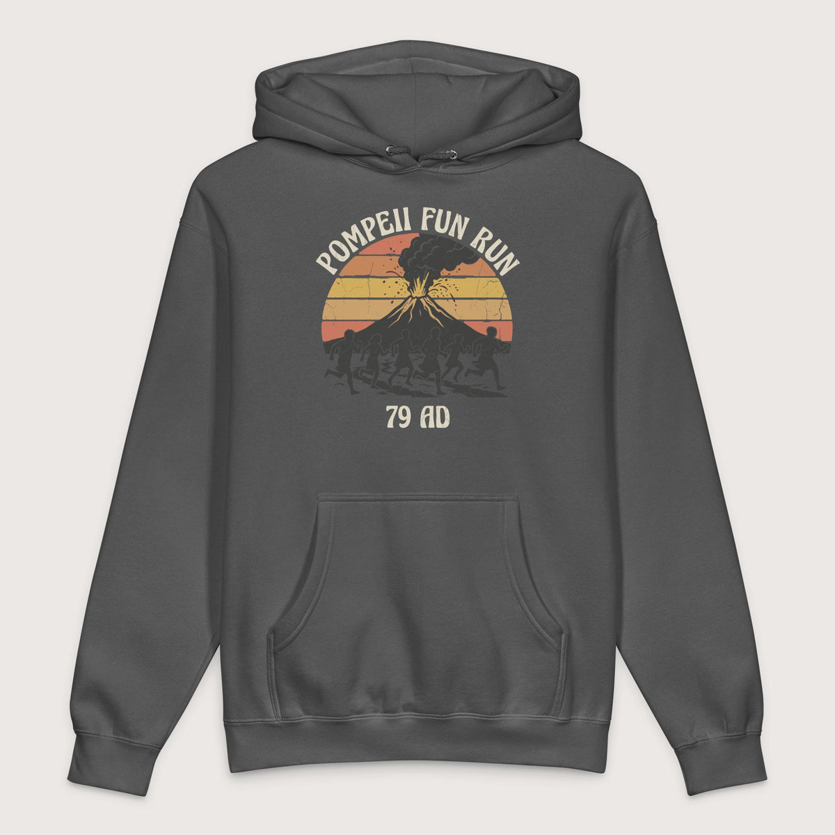 Charcoal Solid Pompeii Fun Run Retro - Premium Hoodie - history buff gift by HistoHead