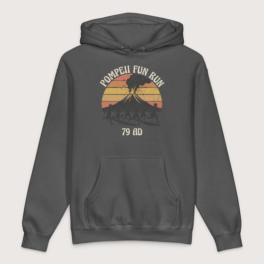 Charcoal Solid Pompeii Fun Run Retro - Premium Hoodie - history buff gift by HistoHead