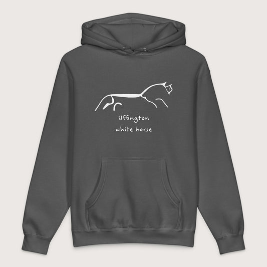 Charcoal Solid Uffington White Horse - Premium Hoodie - history buff gift by HistoHead