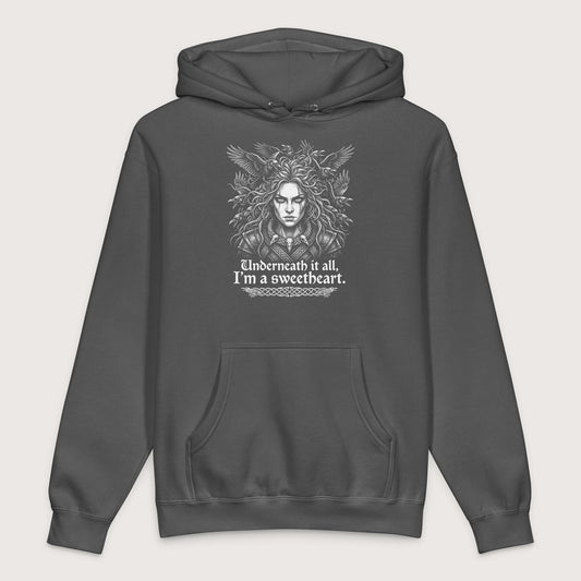 Charcoal Solid The Morrigan Underneath I'm a Sweetheart - Premium Hoodie - history buff gift by HistoHead