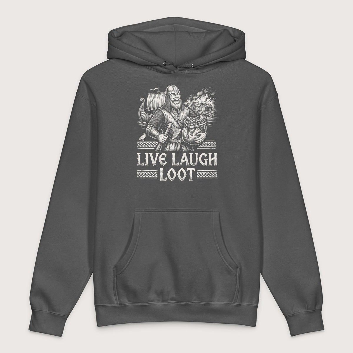 Charcoal Solid Live Laugh Loot - Premium Hoodie - history buff gift by HistoHead
