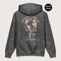 Darkwood Tree Camo Atlas Never Skip Globe Day - Premium Hoodie - Back Print - history buff gift by HistoHead