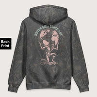 Darkwood Tree Camo Atlas Never Skip Globe Day - Premium Hoodie - Back Print - history buff gift by HistoHead