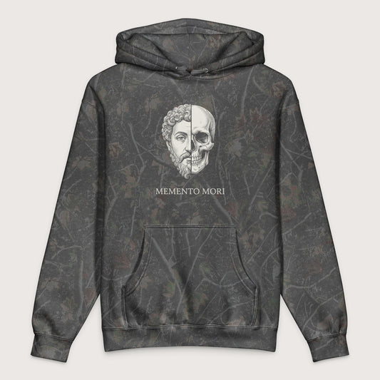 Darkwood Tree Camo Marcus Aurelius Skull - Premium Hoodie - history buff gift by HistoHead