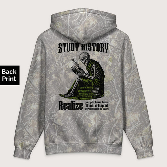 Deadwood Tree Camo Study History - Premium Hoodie - Back Print - history buff gift by HistoHead