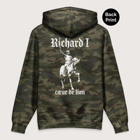 Forest Camo Richard I Coeur de Lion - Premium Hoodie - Back Print - history buff gift by HistoHead