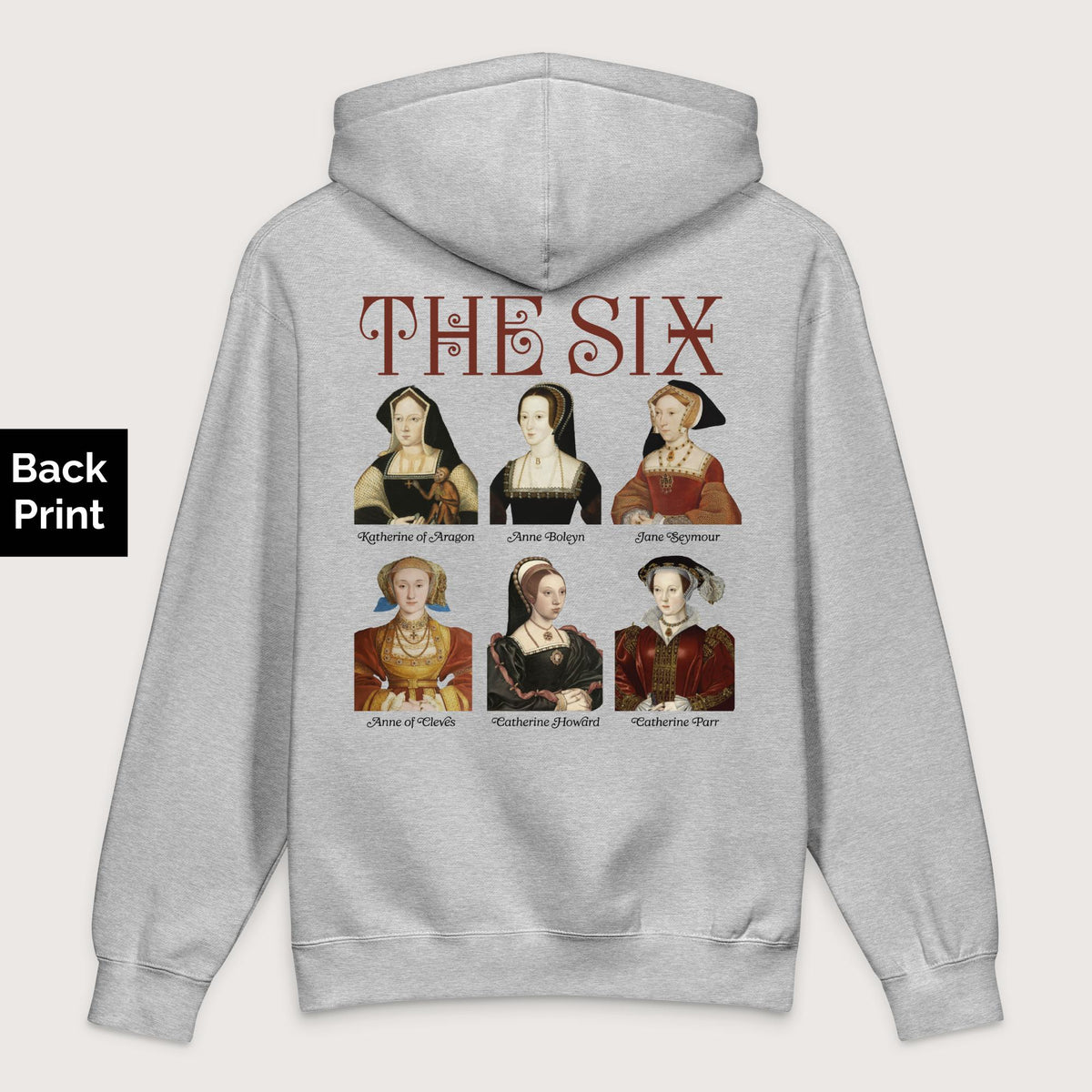 Grey Heather The Six - Premium Hoodie - Back Print - history buff gift by HistoHead