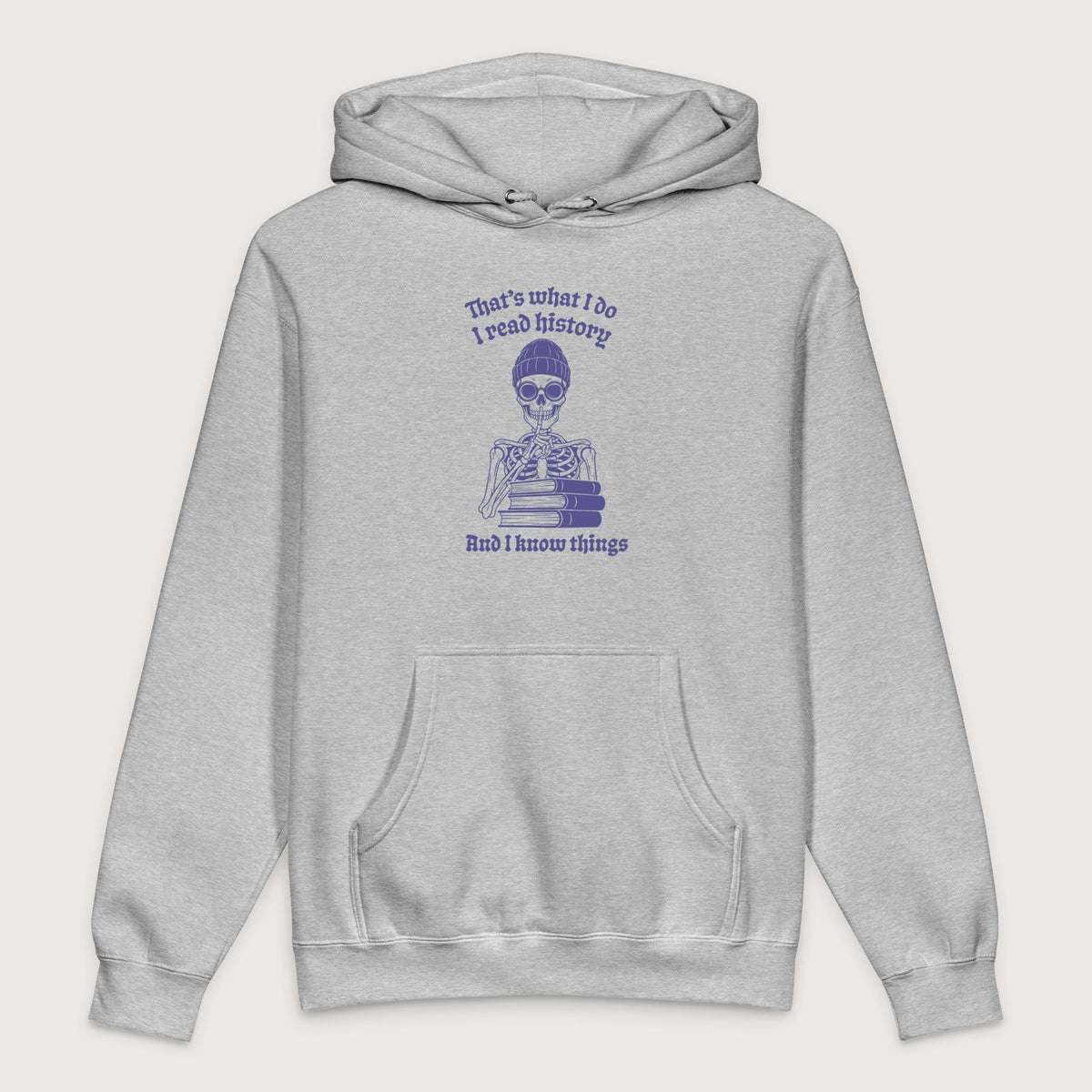 Grey Heather I Read History And I Know Things - Premium Hoodie - history buff gift by HistoHead
