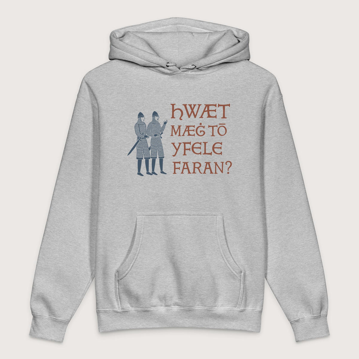 Grey Heather What Could Possibly Go Wrong in Old English - Premium Hoodie - history buff gift by HistoHead