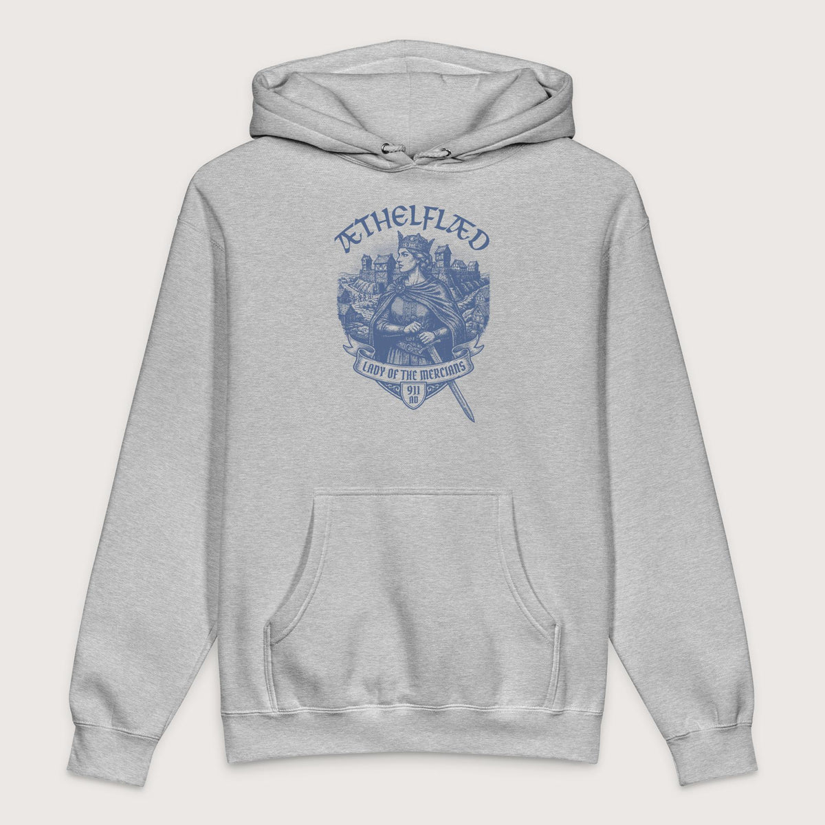 Grey Heather Æthelflæd Lady of the Mercians - Premium Hoodie - history buff gift by HistoHead