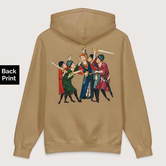 Sandstone Medieval Positivity - Premium Hoodie - Back Print - history buff gift by HistoHead