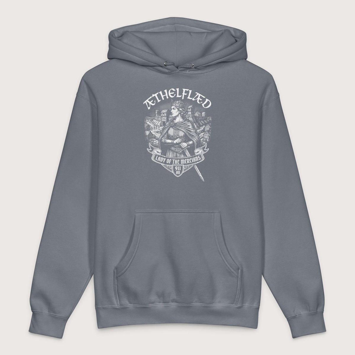 Storm Blue Æthelflæd Lady of the Mercians - Premium Hoodie - history buff gift by HistoHead