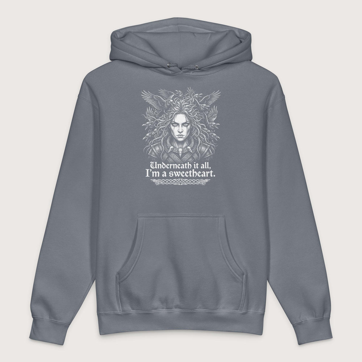 Storm Blue The Morrigan Underneath I'm a Sweetheart - Premium Hoodie - history buff gift by HistoHead