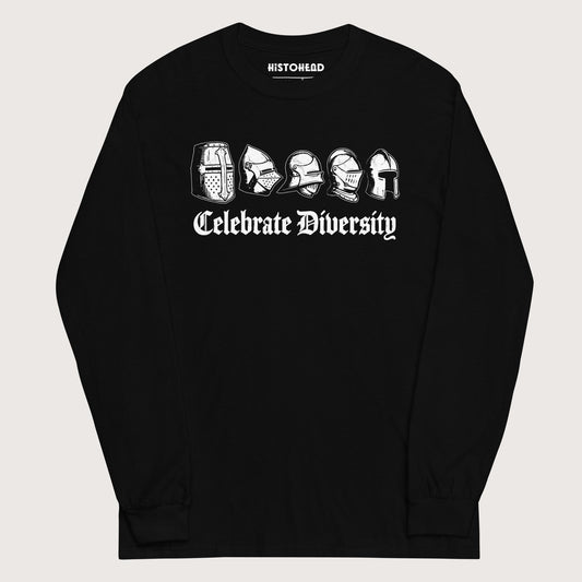 Black Celebrate Diversity Medieval Helmets Edition - Long Sleeve - history buff gift by HistoHead