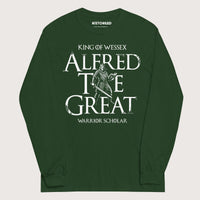 Forest Green Alfred the Great Scholar King - Long Sleeve - history buff gift by HistoHead