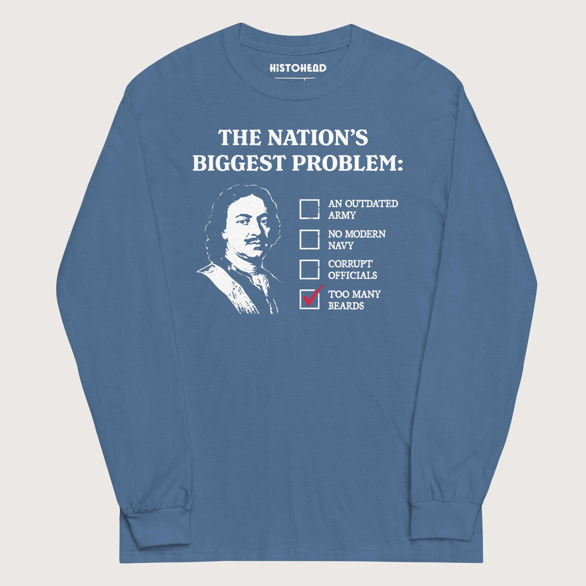 Indigo Blue Peter the Great's Beard Tax - Long Sleeve - history buff gift by HistoHead