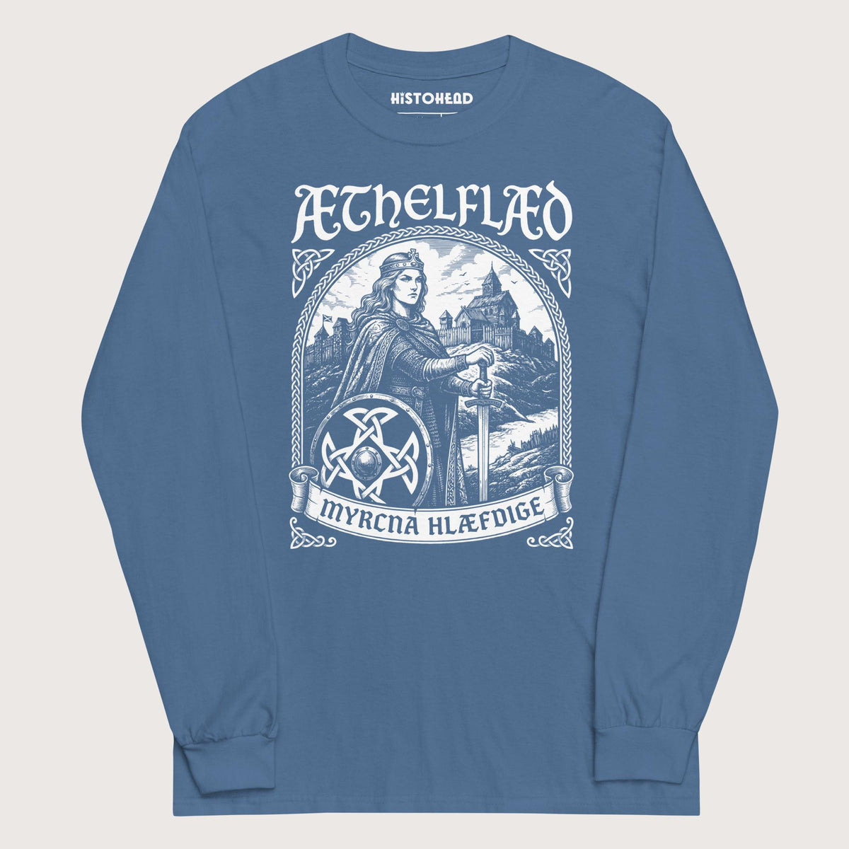Indigo Blue Aethelflaed Lady of the Mercians Old English - Long Sleeve - history buff gift by HistoHead