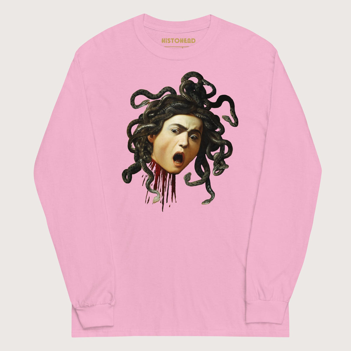 Light Pink Medusa by Caravaggio - Long Sleeve - history buff gift by HistoHead
