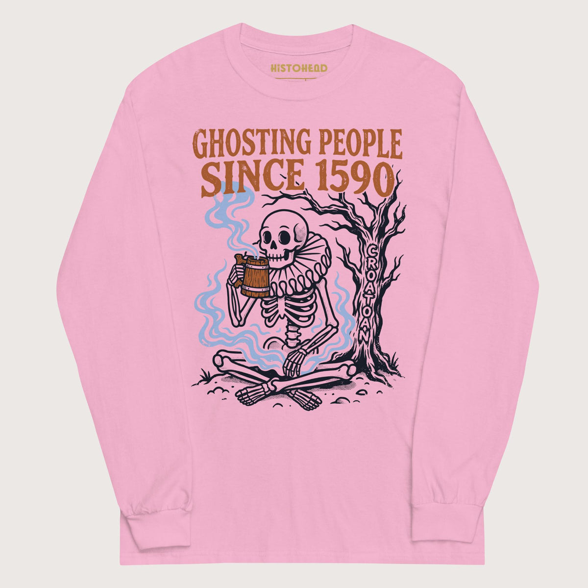 Light Pink Roanoke Colony Ghosting Since 1590 - Long Sleeve - history buff gift by HistoHead