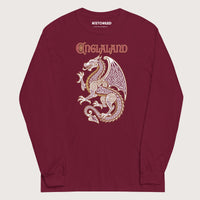 Maroon Englaland Dragon - Long Sleeve - history buff gift by HistoHead
