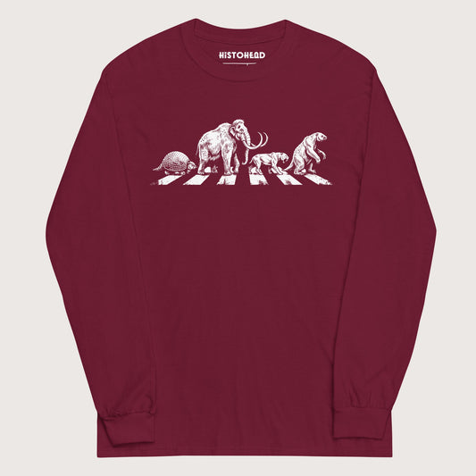 Maroon Pleistocene Road - Long Sleeve - history buff gift by HistoHead