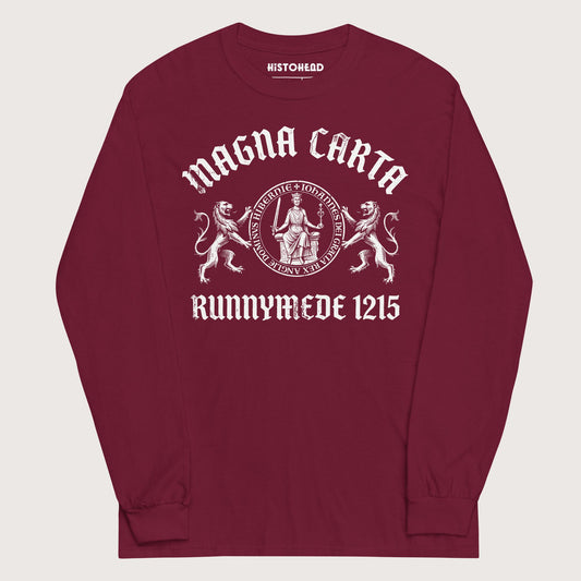 Maroon Magna Carta King John Seal - Long Sleeve - history buff gift by HistoHead