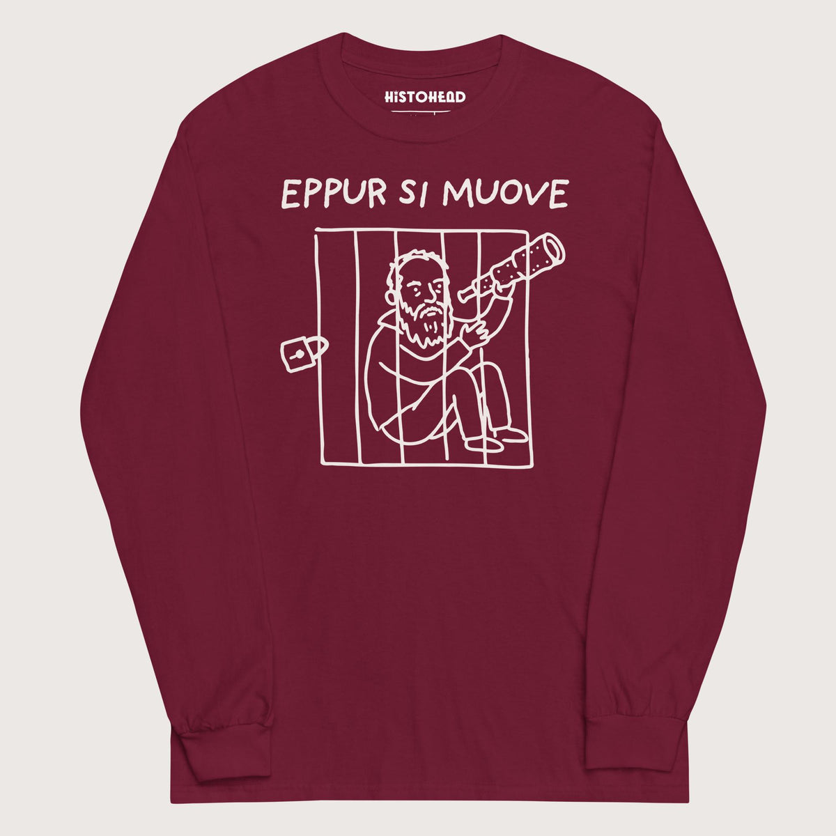 Maroon Galileo Galilei And Yet It Moves - Long Sleeve - history buff gift by HistoHead