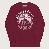 Maroon Montségur 1244 Still Here Still Heretic - Long Sleeve - history buff gift by HistoHead