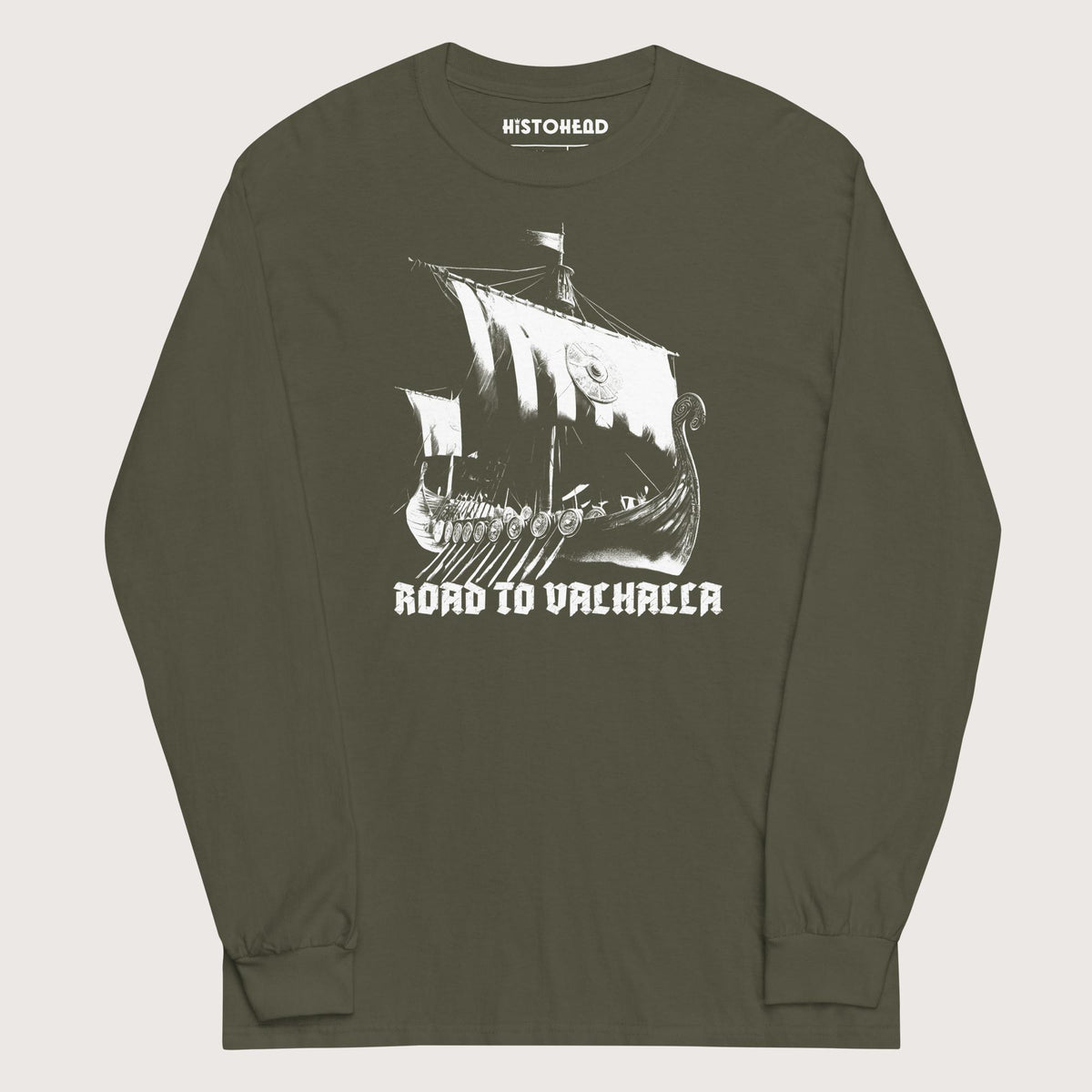 Military Green Road to Valhalla - Long Sleeve - history buff gift by HistoHead