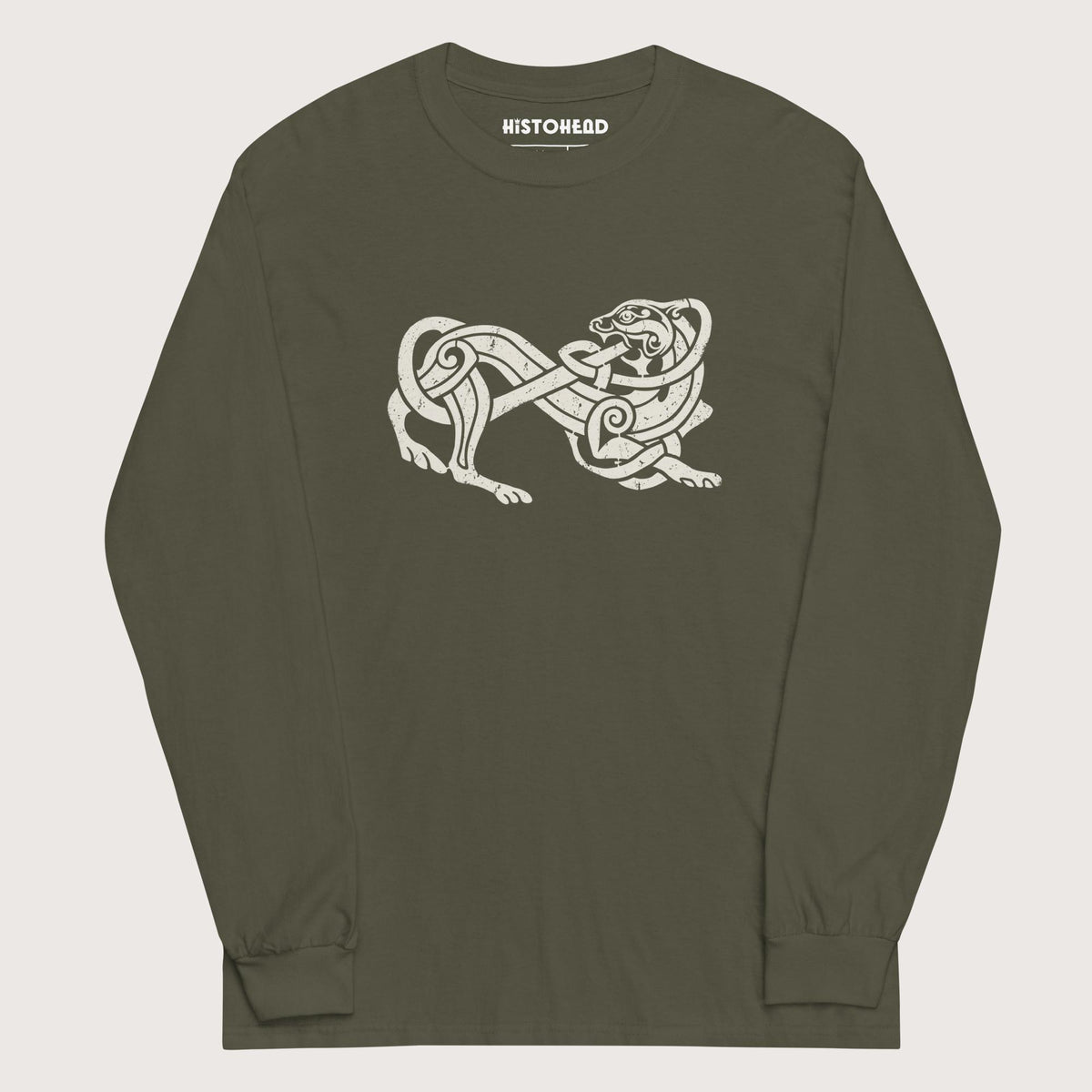 Military Green Norse Lion - Long Sleeve - history buff gift by HistoHead