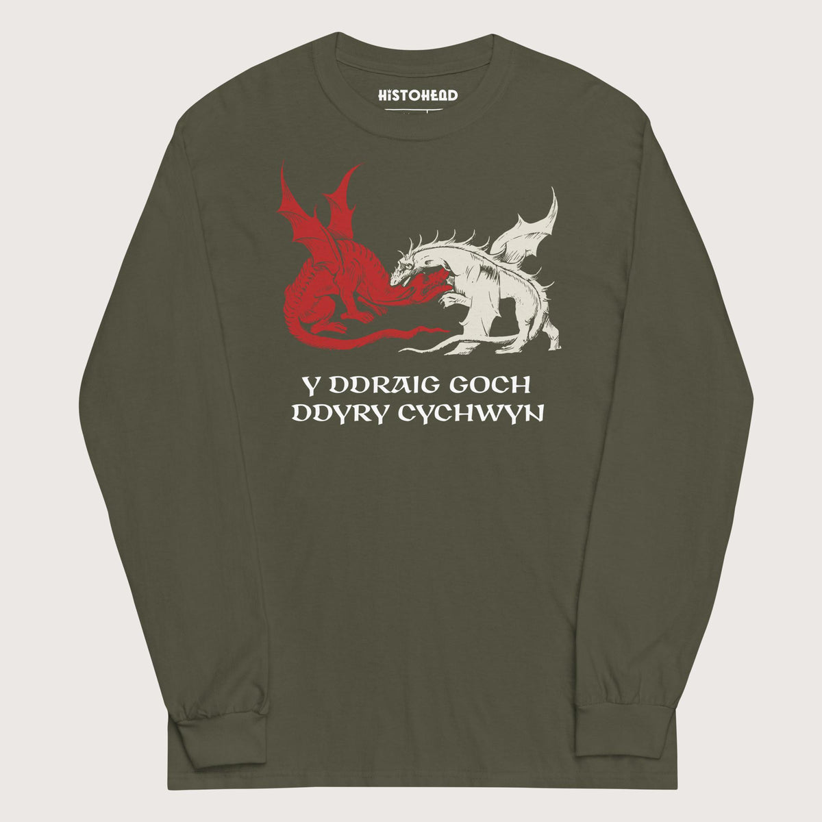 Military Green Red Dragon Prophecy - Long Sleeve - history buff gift by HistoHead