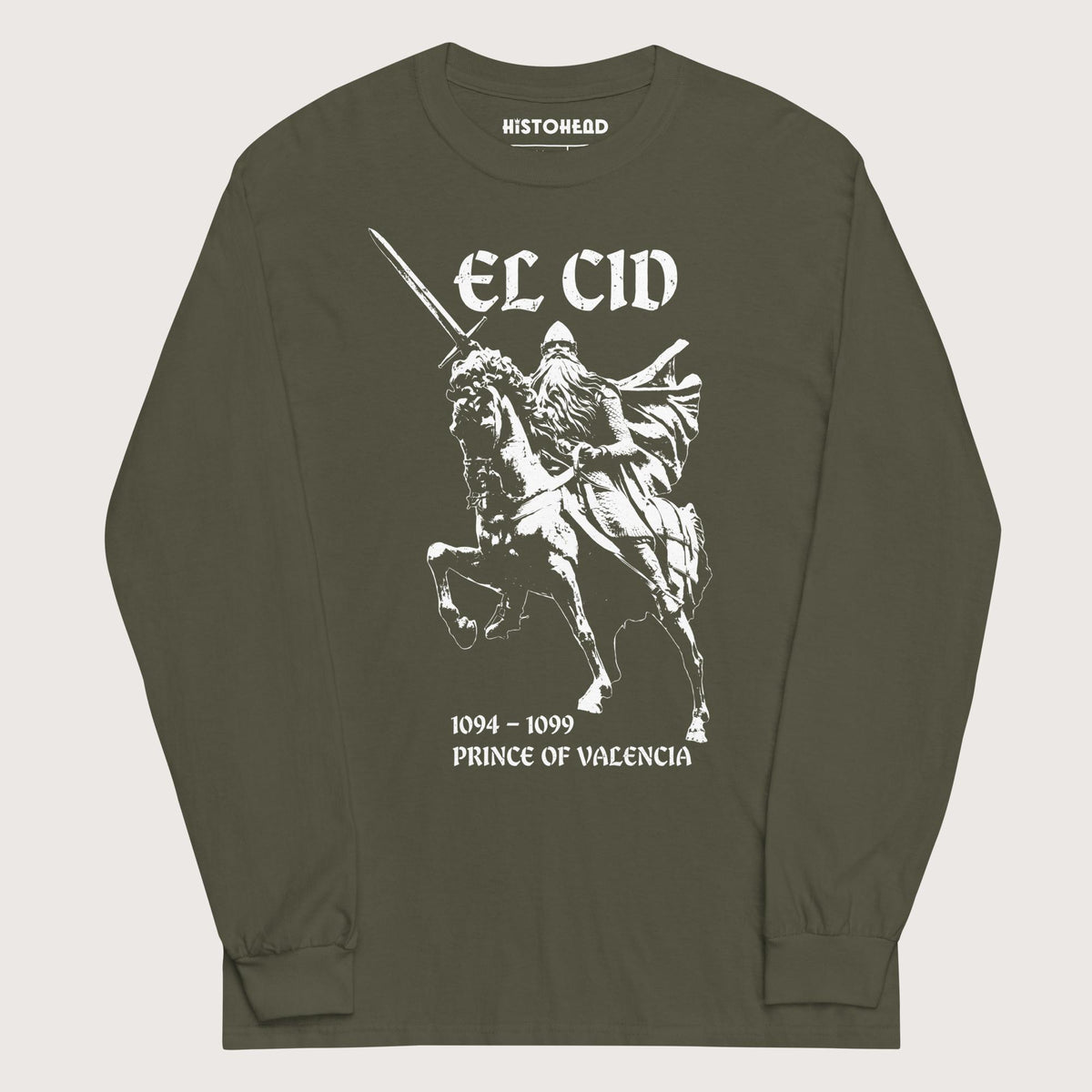 Military Green El Cid Prince of Valencia - Long Sleeve - history buff gift by HistoHead