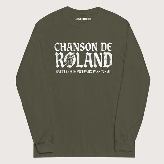 Military Green Chanson de Roland Battle of Roncevaux - Long Sleeve - history buff gift by HistoHead